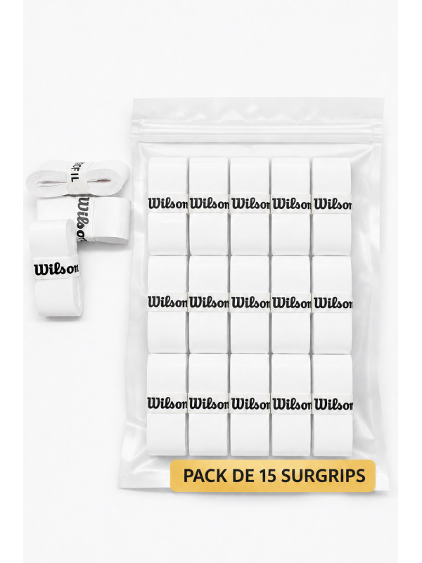 🎾 Pack de 15 surgrips WILSON Profile Overgrip – blancs