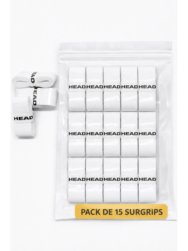 Pack de 15 surgrips HEAD Tacky – blancs